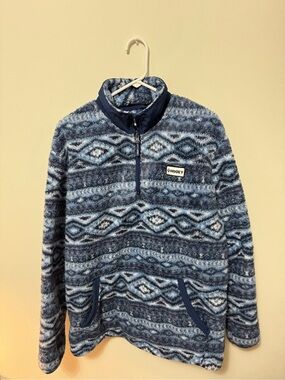 Hooey Men's Navy and Light Blue Patterned Zip-Up Sherpa